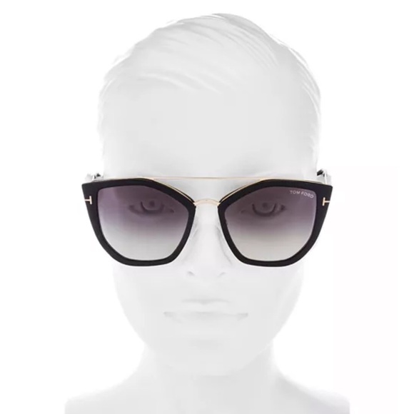 Tom Ford Women’s Dahlia Geometric Black and Gold 55 mm Sunglasses/Case - Picture 1 of 12